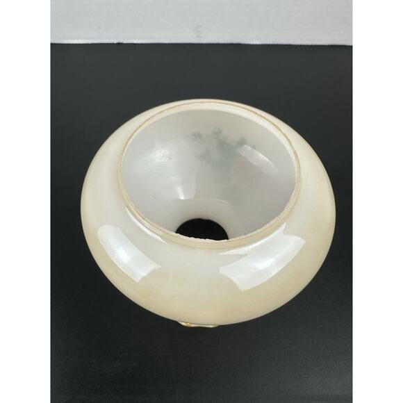 VTG 4.5" Tall Hurricane Glass Lamp Shade Cover Hand Painted Roses W/Crimped Edge - Picture 5 of 6